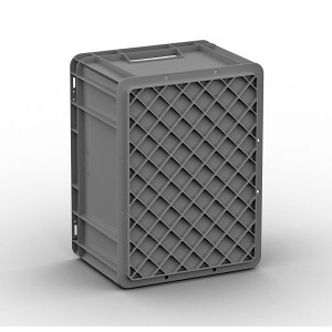 Евроконтейнер 400x300x220 мм Арт. ЕС-4322.3 серый с усиленным дном и открытыми ручками