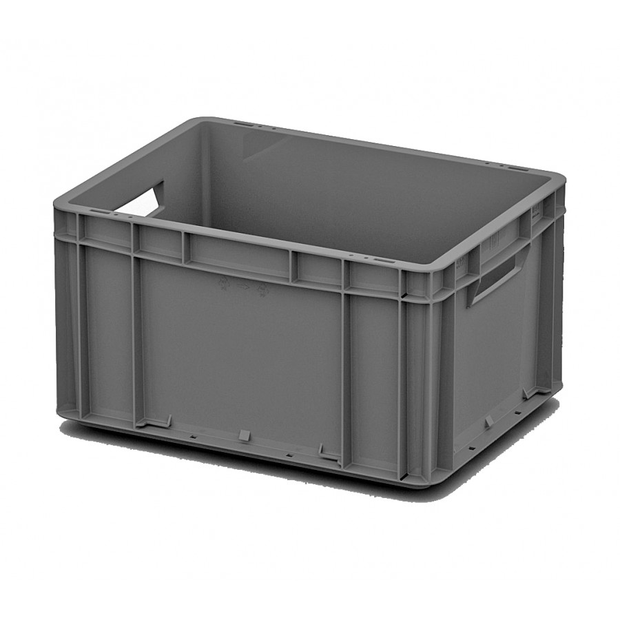 Евроконтейнер 400x300x220 мм Арт. ЕС-4322.3 серый с усиленным дном и открытыми ручками